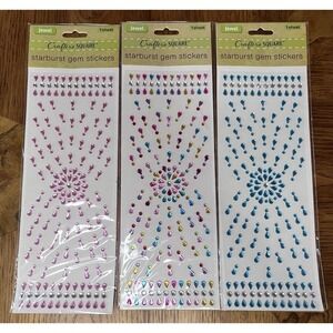 CRAFTER'S SQUARE  STARBURST GEM STICKERS *SET of 3 NEW SCRAPBOOK  WEDDING